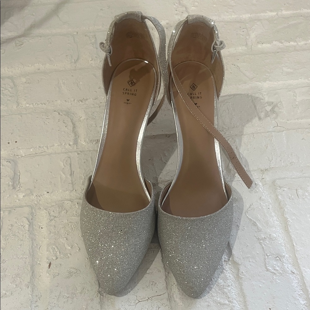 Call It Spring Glitter Silver Heels